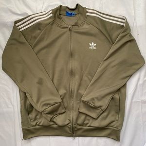 MENS ADIDAS TRACK JACKET ZIP UP! OLIVE GREEN
